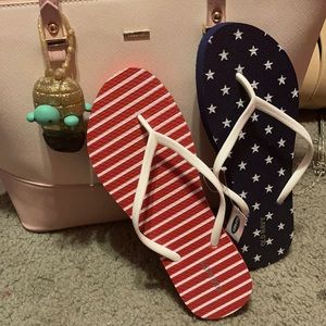 Fourth of July flag flip flops